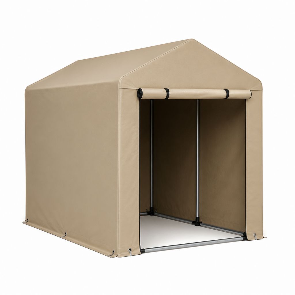 Gartenschuppen Aufbewahrungszelt Beige PE mit Stahlrohrgestell 180 x 180 x 180 cm
