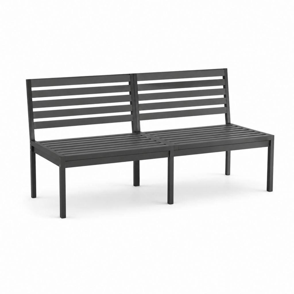 Gartensofa 2-Sitzer Schwarz pulverbeschichteter Stahl rechteckig 122 x 60 x 85 cm