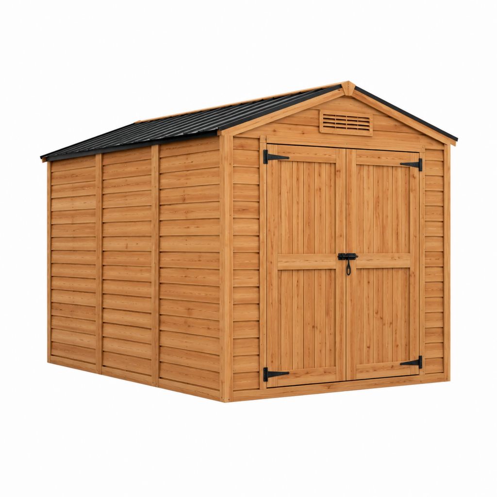 Gartenhaus Geräteschuppen aus Massivholz Naturbraun mit Satteldach 300 x 240 x 220 cm