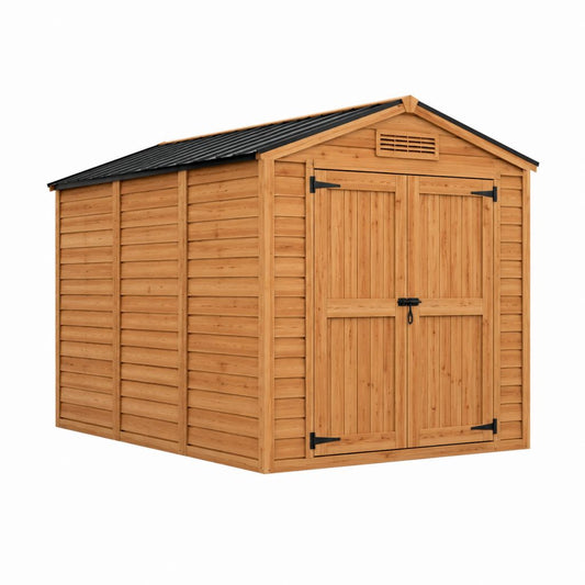 Gartenhaus Geräteschuppen aus Massivholz Naturbraun mit Satteldach 300 x 240 x 220 cm