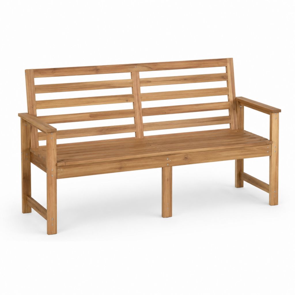 Gartenbank 3-Sitzer Natur Akazienholz Rechteckig 150 x 60 x 90 cm