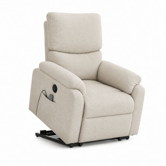 Elektrischer Relaxsessel mit Aufstehhilfe Beige Polyester Rechteckig 90 x 95 x 105 cm