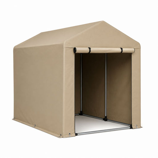Gartenschuppen Aufbewahrungszelt Beige PE mit Stahlrohrgestell 180 x 180 x 180 cm