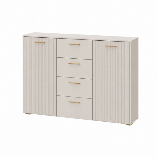 Kommode mit 2 Türen und 4 Schubladen in Creme MDF 140 x 40 x 90 cm