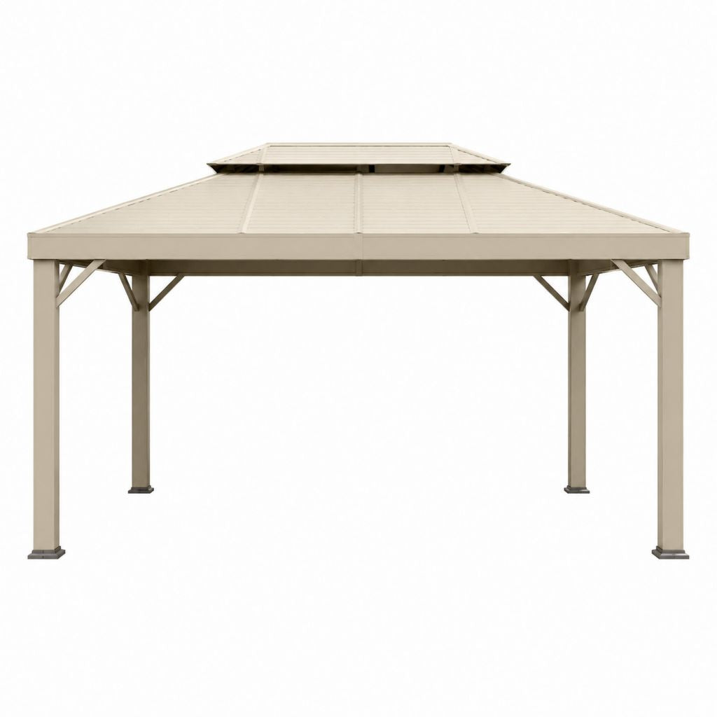 Pavillon mit Doppeldach Beige Stahl 300 x 300 x 280 cm