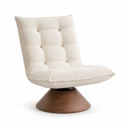 Drehsessel Creme Teddy-Polyester rund 75 x 85 x 95 cm