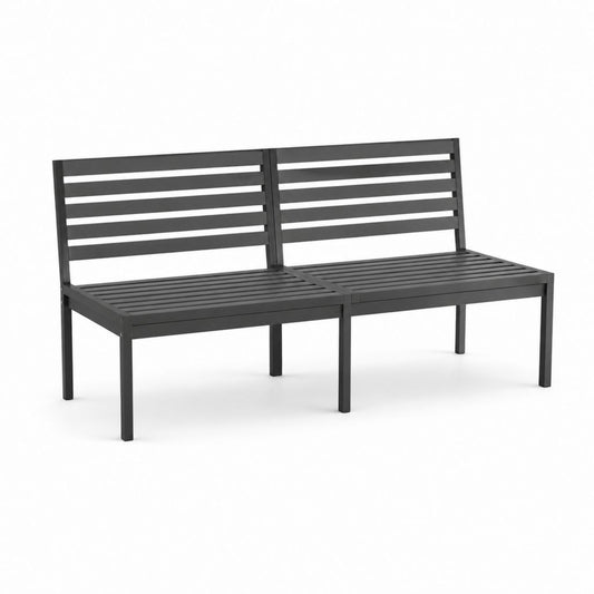Gartensofa 2-Sitzer Schwarz pulverbeschichteter Stahl rechteckig 122 x 60 x 85 cm