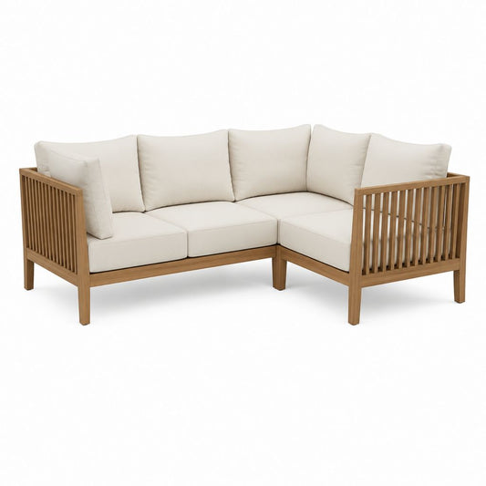Gartensofa Ecksofa 3-Sitzer Beige Massivholz 180 x 180 x 78 cm